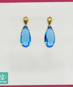 Brinco Folheado à Ouro Gota Azul - Imagem 2
