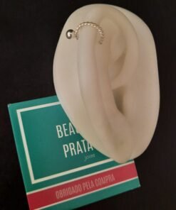 Brinco Prata de Encaixe Torcido Bolinha