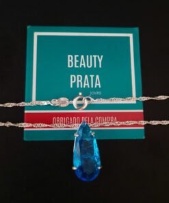 Colar Prata Gota Azul Fusion
