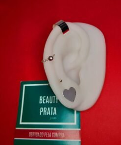 Brinco Prata de Encaixe Torcido Bolinha - Imagem 2
