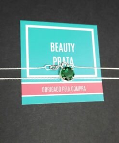 Colar Prata/Pingente Redondo Verde