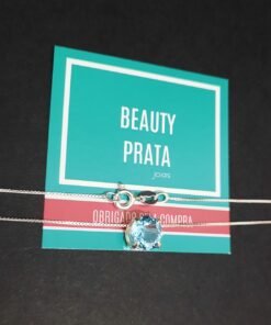 Colar Prata/Pingente Redondo Aquamarine