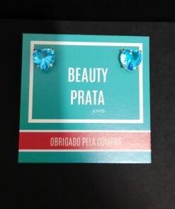 Brinco Prata Coração Azul