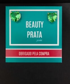 Brinco Prata Coração Verde