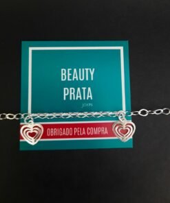 Pulseira Prata Pingentes Corações