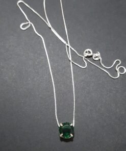 Colar Prata/Pingente Redondo Verde - Imagem 2