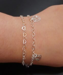 Pulseira Prata Pingentes Corações - Imagem 2