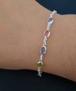 Pulseira Prata Pedrinhas Coloridas - Imagem 2