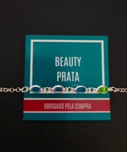 Pulseira Prata Pedrinhas Coloridas